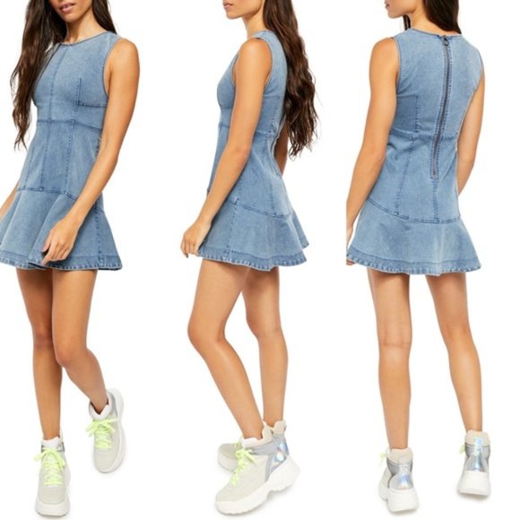 Free People Dresses & Skirts - NWT Free People Alex Mini Denim Flare Dress